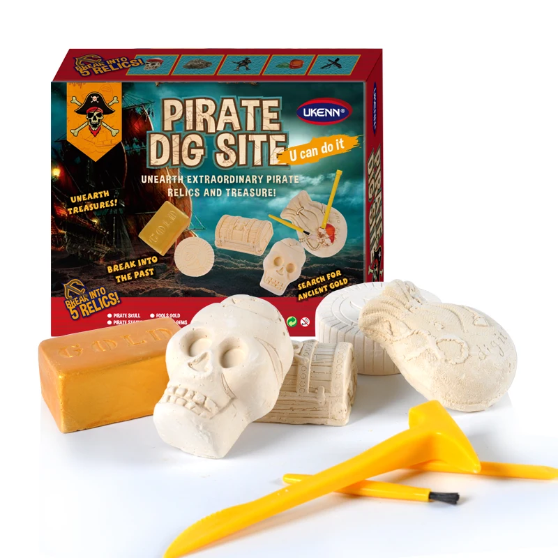 
2021 new archaeological excavation toys Pirates educational Five in One Ocean Toys Pirate Treasure Excavation Kits 