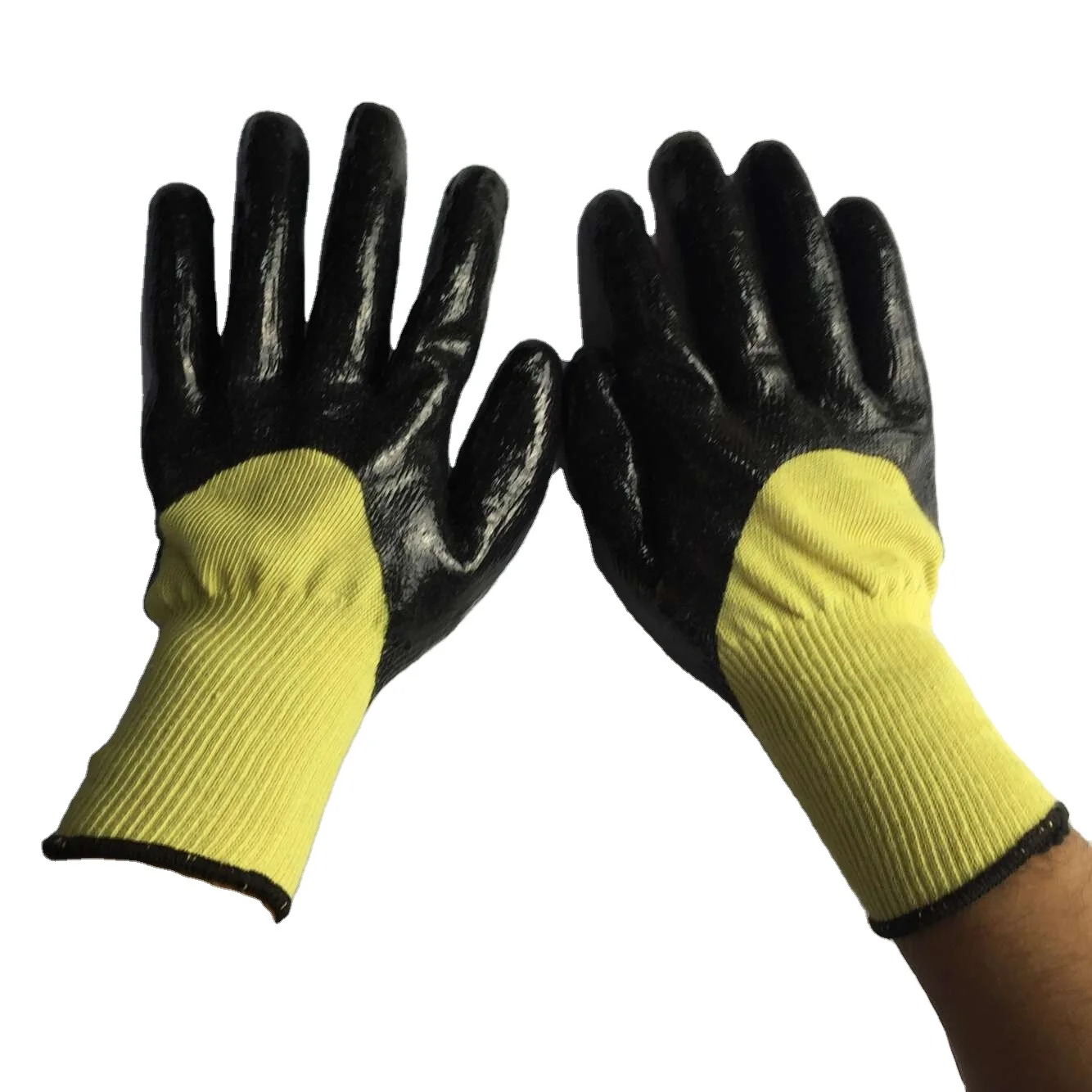 PU Palm Coated Gloves Aramid Heat Resistant 1414 CE  A5 Anti Cutting Hand Gloves Protection Garden Construction Work Gloves