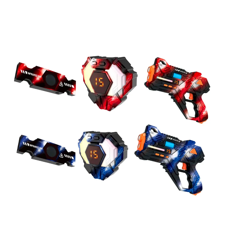 2pcs novelty electric interactive multiplayer game laser gun shooting with gun targets for kids shooting with with vest receiver