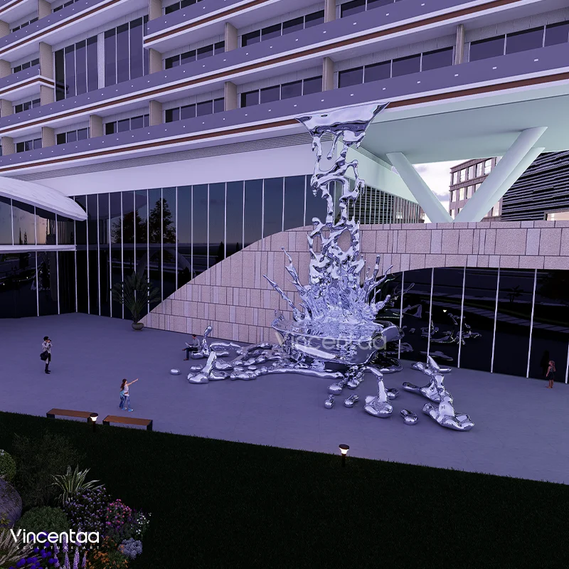 Modern garden decor stainless steel water drop sculpture for hotel decor