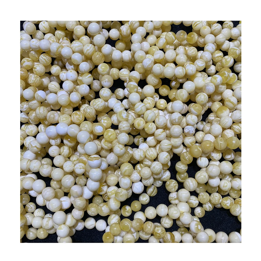 Браслеты из натурального русского янтаря высокого качества из белой янтарной кожи тигра диаметром 10-12 мм и мусульманские четки