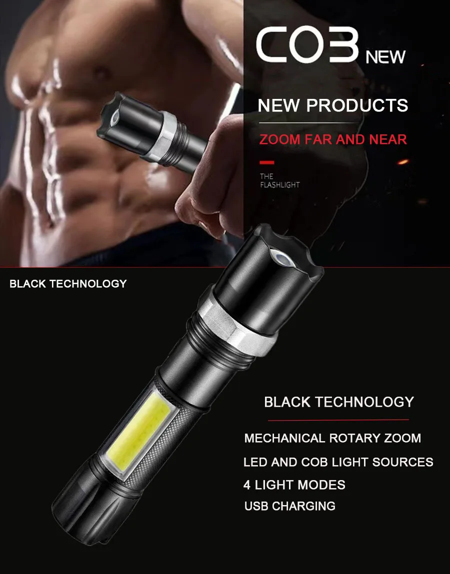 factory wholesale high quality aluminium alloy emergency bat tactical bright flashlight