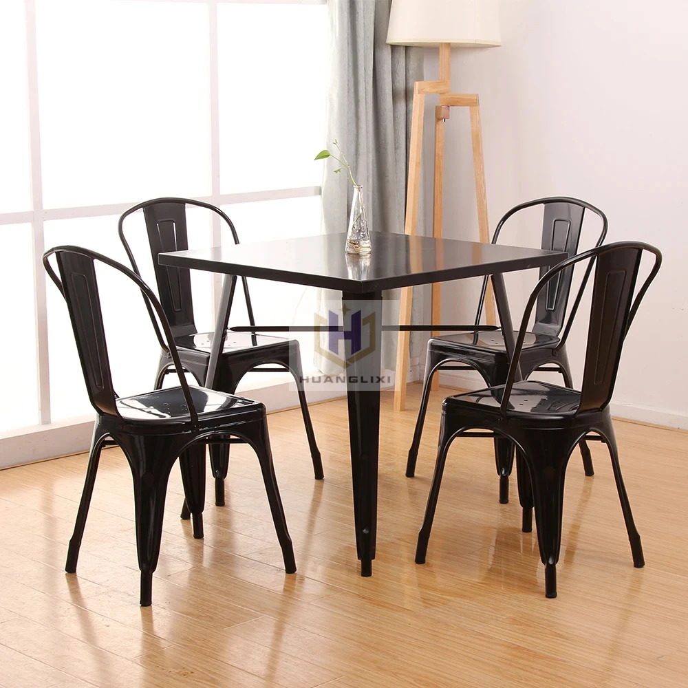 Wholesale dining room vintage brushed style modern restaurant iron industrial cafe chairs and tables_3