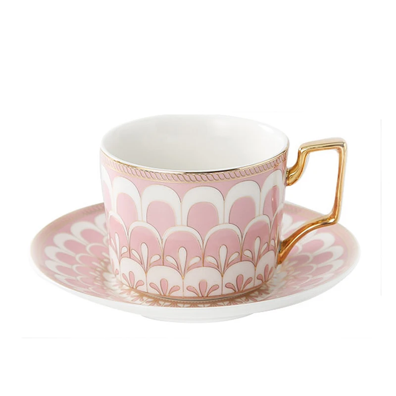 
AL 2020 High-Quality Ceramic Coffee Milk Tea Cups Set With Luxury Golden Decal Design 