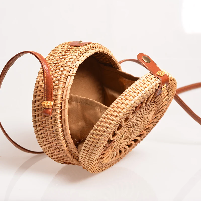 Wholesale women box shoulder handmade ladies woven tote straw clutch handbags rattan bags summer bag beach with leather handle