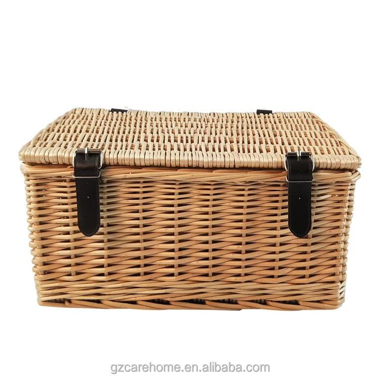 Wicker Craft Handmade Wholesale Willow Hamper Set Woven Wicker Gift Storage Picnic Basket Customized Design