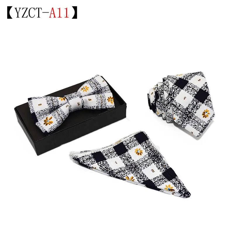  Новейший классический цветочный 100% хлопок индивидуальный тонкий шейный галстук подарочный набор для мужчин