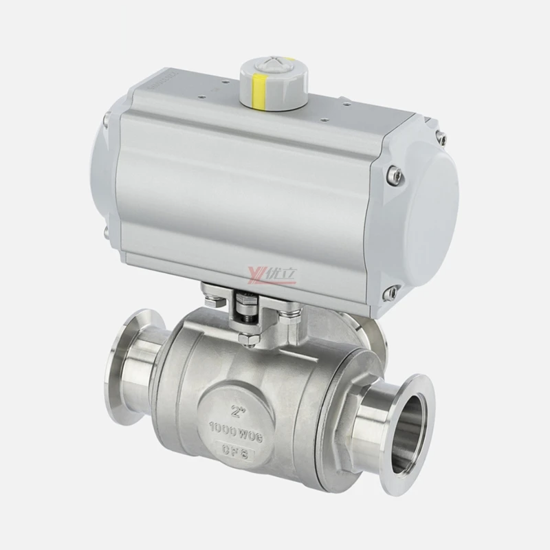 YOULI нержавеющая сталь отрицательного давления PN16 304 316L KF16 KF25 KF40 пневматический Трехходовой вакуумный шаровой клапан