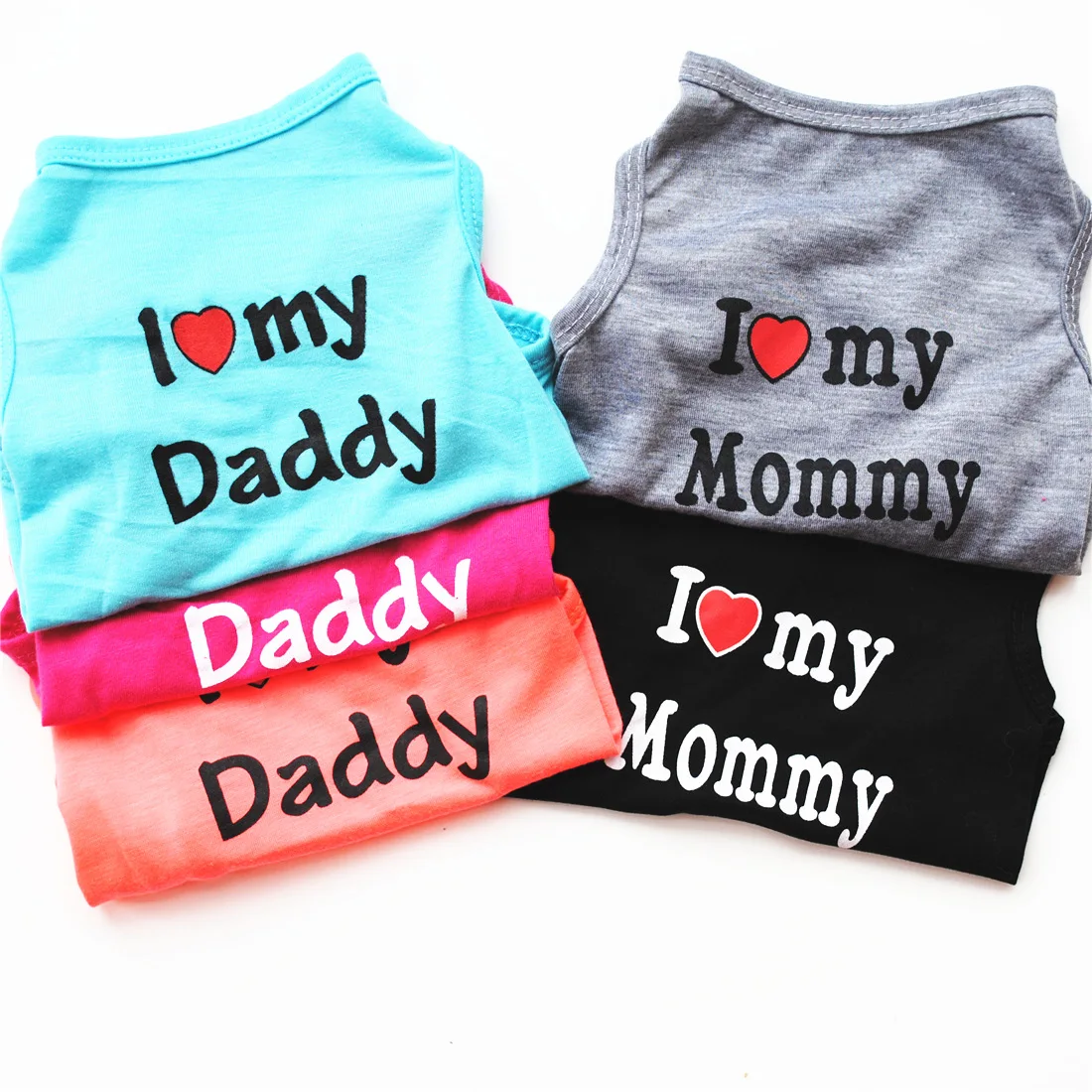 Летняя футболка с надписью «I Love Mommy Daddy»