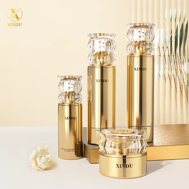 Wholesale Cosmetic Skincare Packaging Glass Makeup Bottle Set Cream Jar Luxury Custom Airless Lotion Pump Bottle For Cosmetic