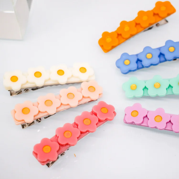 34 colors hair accessories wholesale methode jewelry Korean version candy acrylic flower hair pin clips for girls