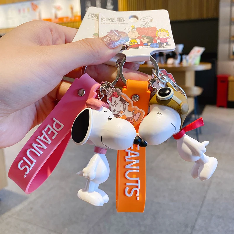 Baimao Genuine 2023 new cartoon Charley Dog doll key chain  Creative rubber 3D Snoopy Pendant PVC dog key ring