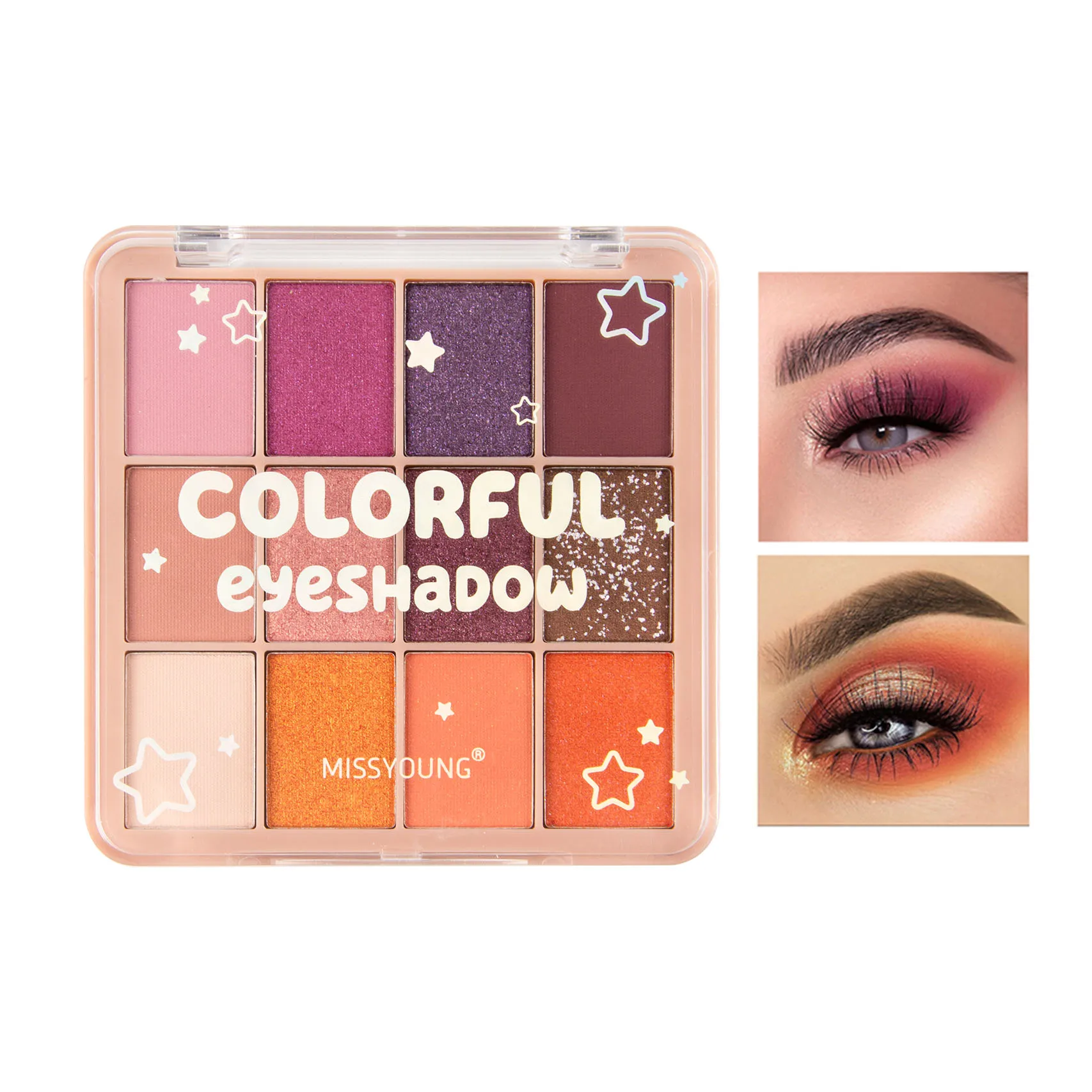 Factory directly custom 12 colors eyeshadow palette pigmented red pink makeup