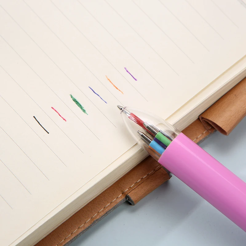 Huimai cartoon flamingo 6 in 1 multicolor ballpoint pen  refill 6 color pen  with custom logo