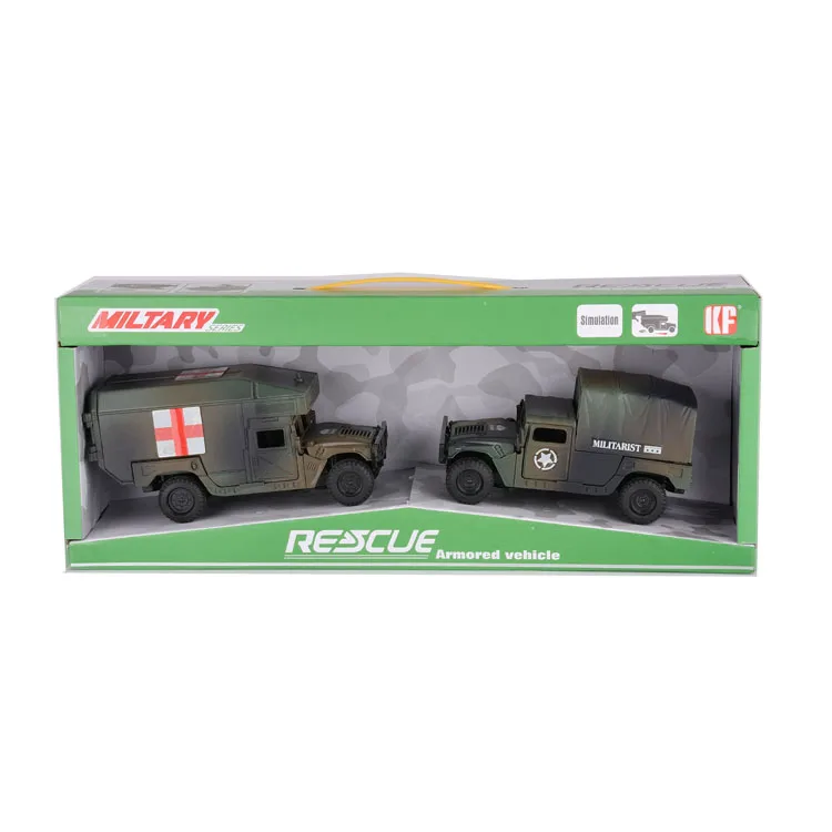 2Pcs Plastic Rescue Truck Military Armored Vehicle Truck Toys for Kids