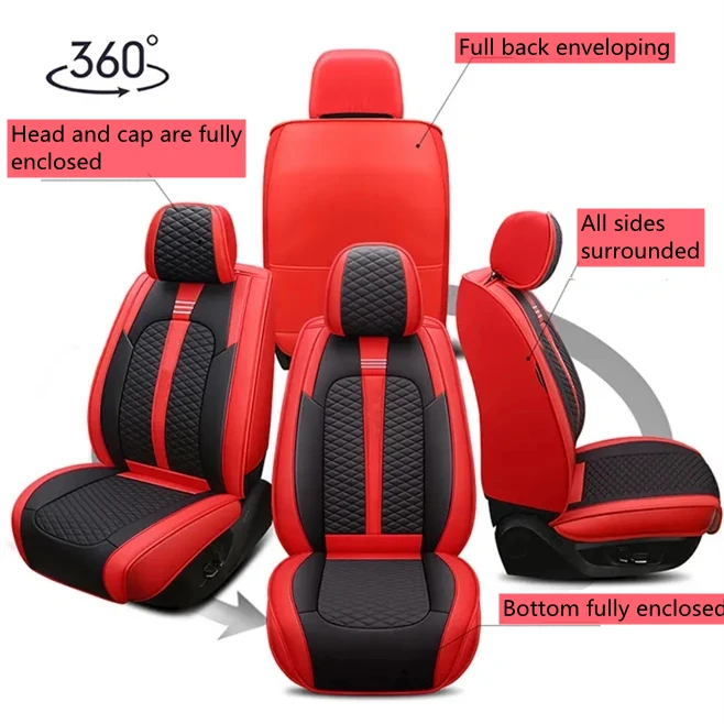 Beige Waterproof 5-Seats Leather Car Seats(old Universal All Seasons Applicable Car Seat Cover