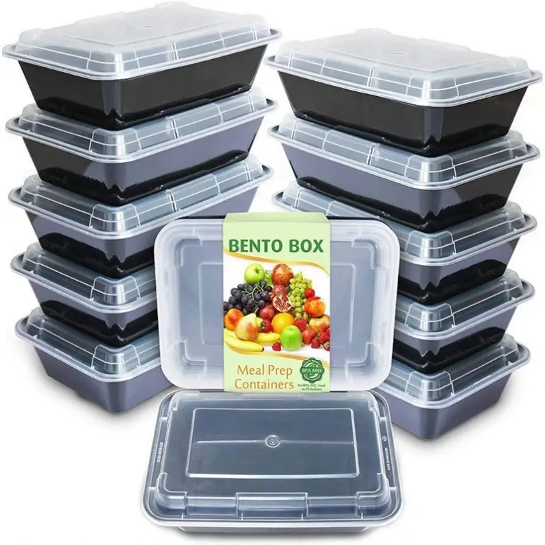 Eco microwavable containers with lids high quality BPA free freshware black microwave plastic food storage containers with lids