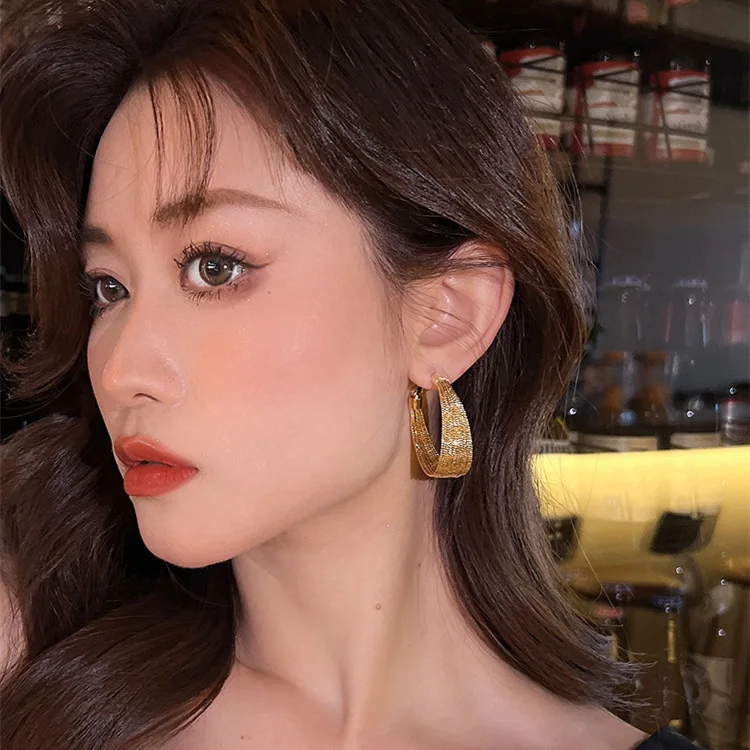 Party Gift Fashion Taki Ladies Round Stainless Steel Jewelry Trendy Hoop Large Gold Plated Big Hoop Earrings For Girl Gift