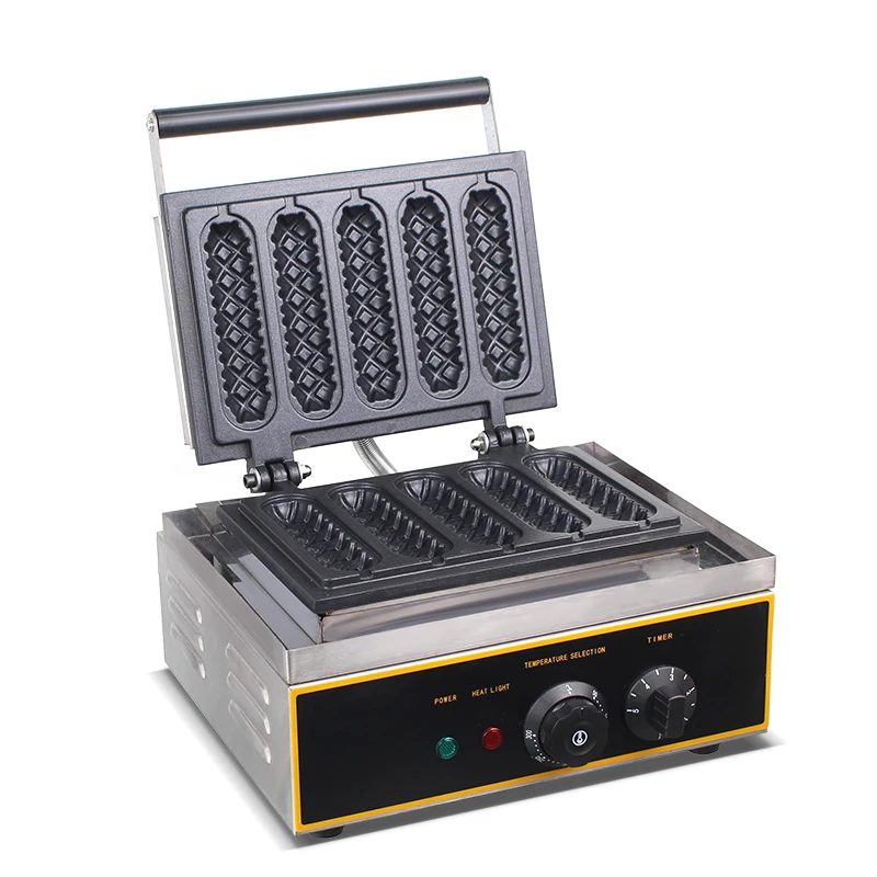 Hot selling snake machine 220V 5 parts waffle dogs even heat commercial waffle stick machine with stainless steel