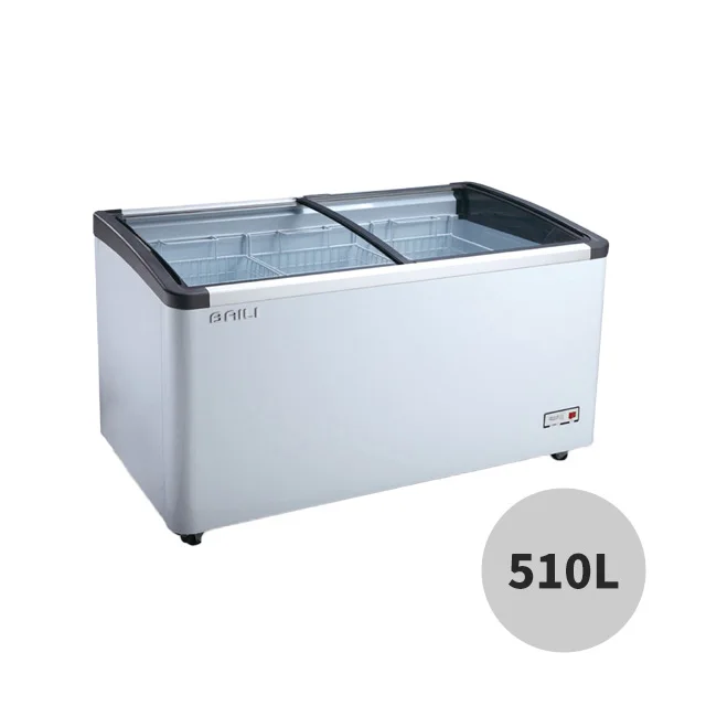 Top Freezer 510L Fish Display Fridge Sliding Glass Door Chest Freezer Horizontal Freezer Reefer Container