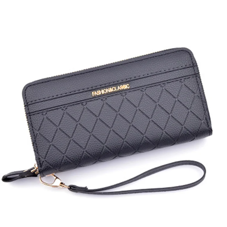 Wholesale fashion casual long wallets female pu leather zip design women pu leather wallet double zipper