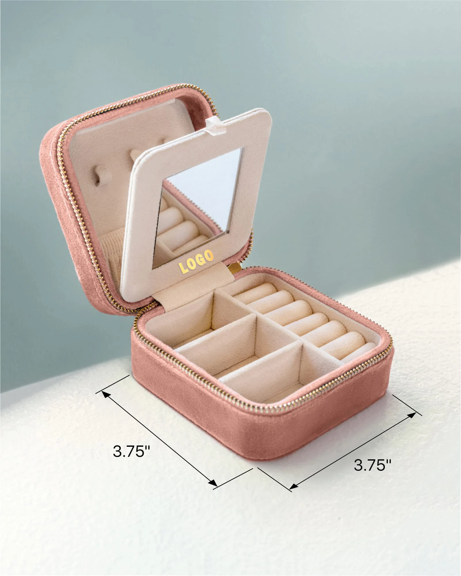High Quality Velvet Travel Jewelry Case Storage Necklace Ring Mirror Case