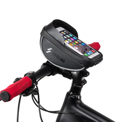ROCKBROS Waterproof Bicycle Handlebar Mobile Phone Holder Cycling Front Tube Touch Screen Bike Phone Bag Neutral Logo 6.0 Inch