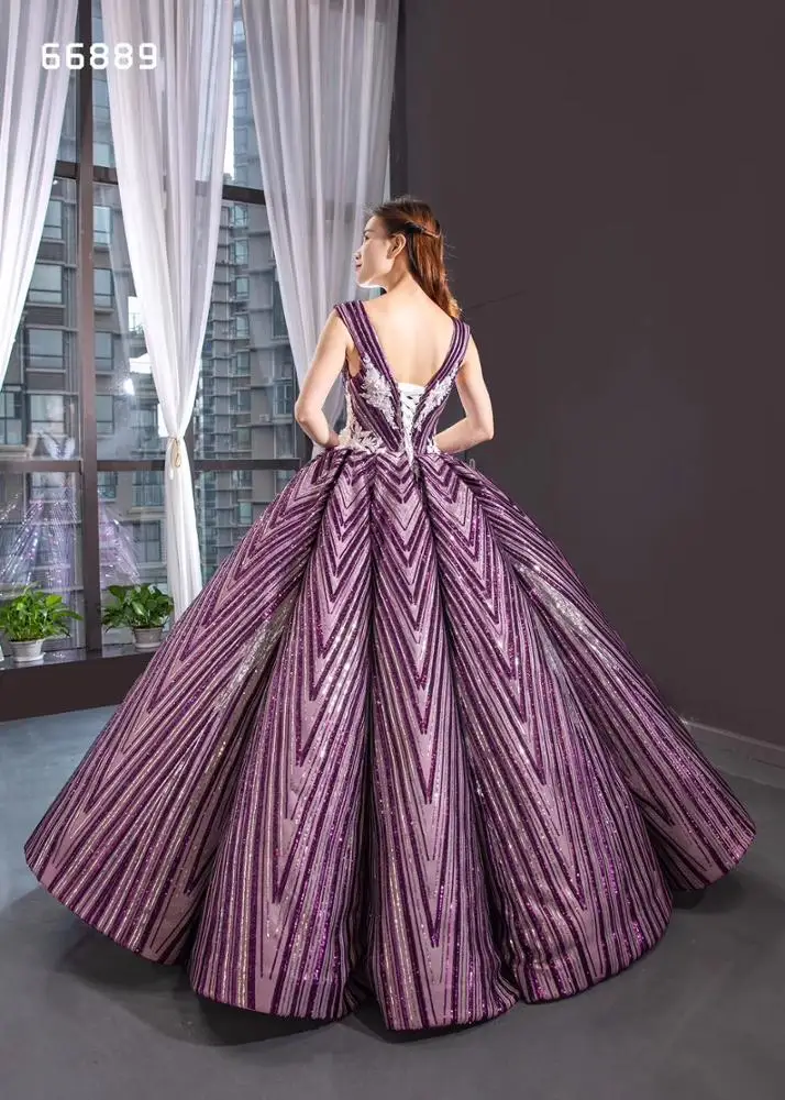 Ball Gown sleeveless  evening dress lace big ball gown  bride  dress for wedding & party