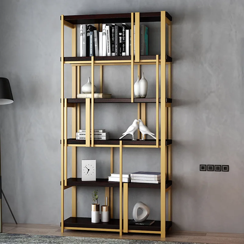 Hot Sale Black Gold Modern Metal Brushed Plated Stainless Steel Standard Bookcase