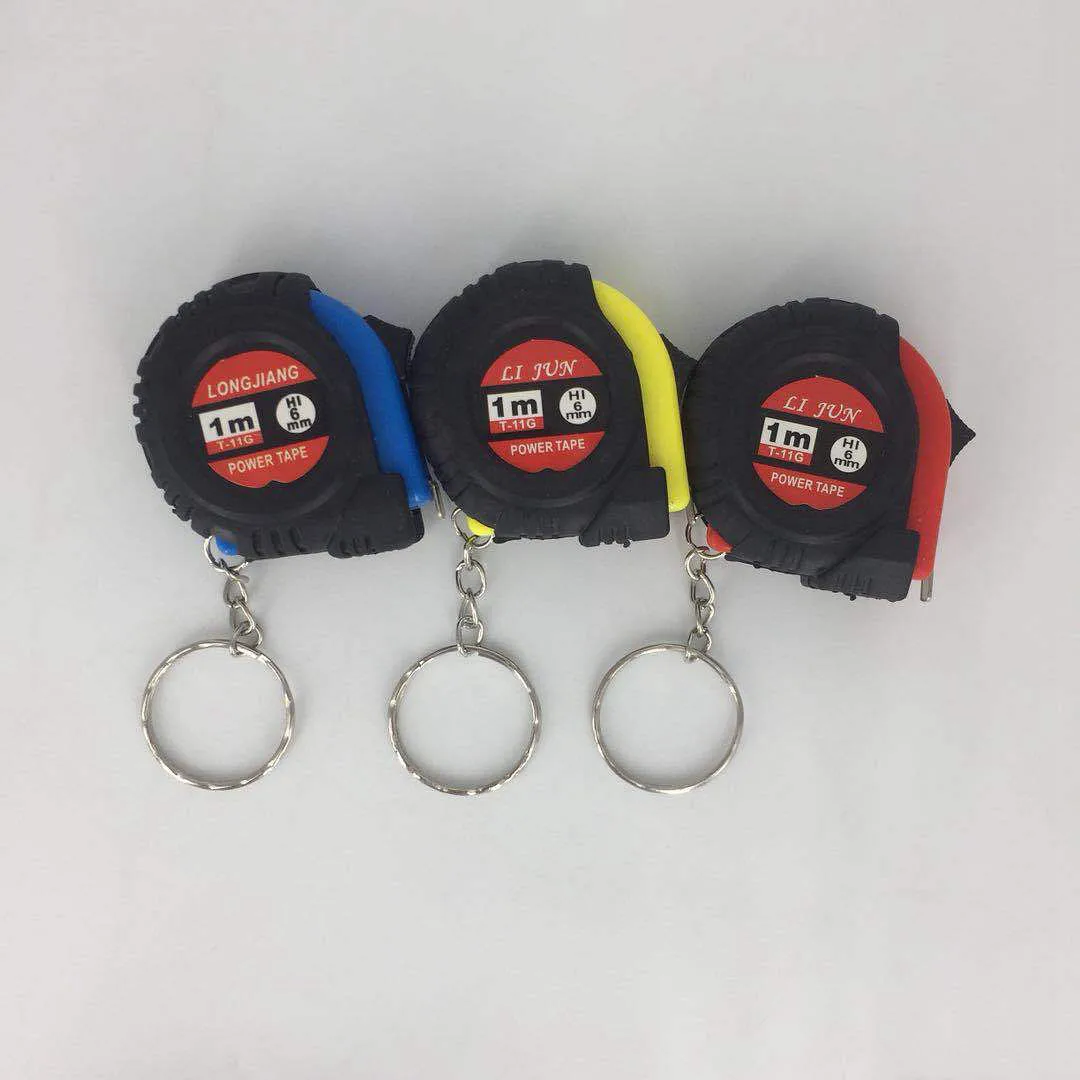Factory Custom Promotional Gift Mini 1m Measuring Tape Key Chains Plastic Tape Measure Keychain