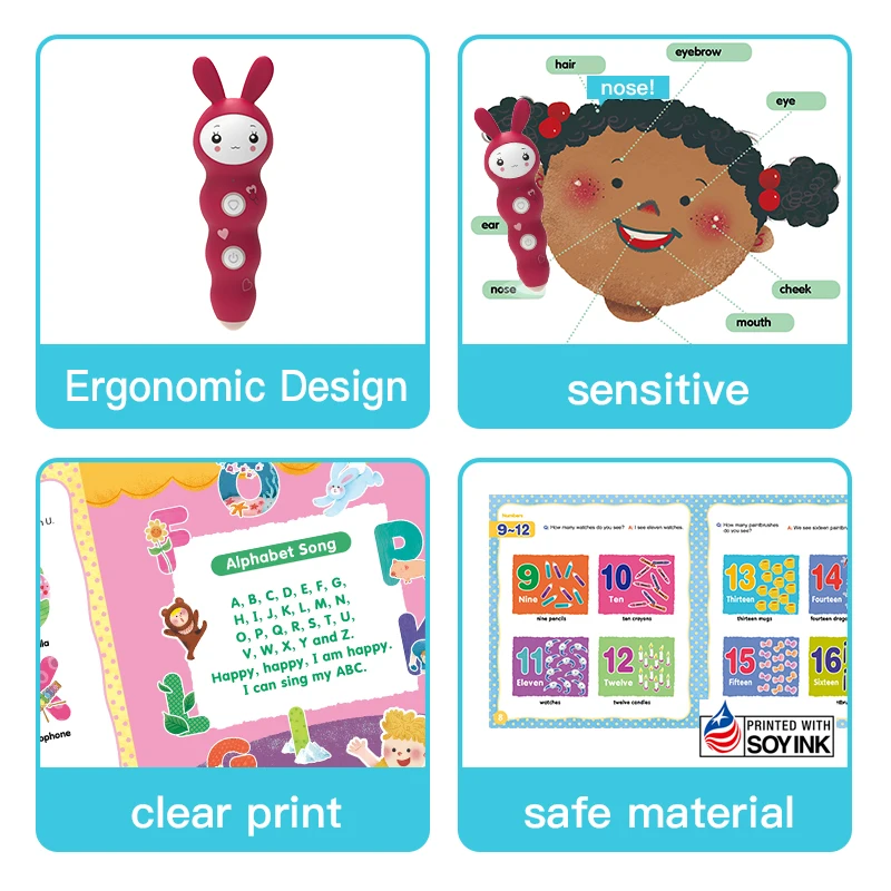 Comprehensive English Learning Set Kids Picture Dictionary and Talking Pen Interactive Audio Books Vocabulary Building