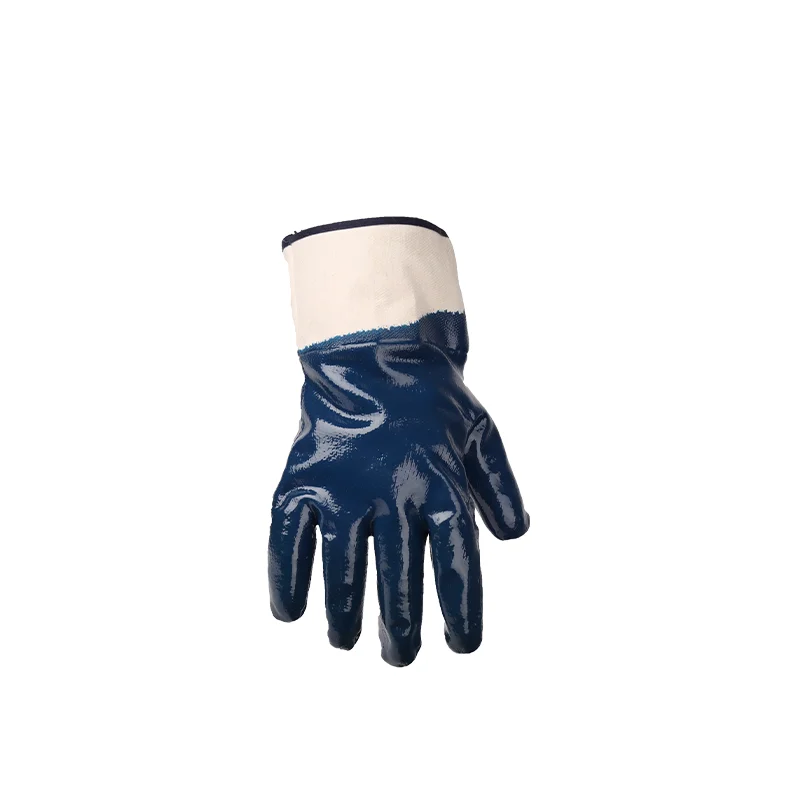 cotton glove with blue nitrile coating Safety Work oil Resistant Gloves
