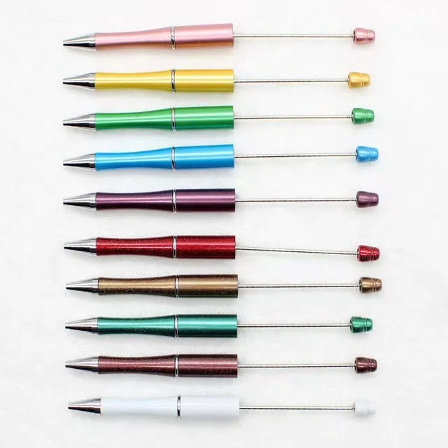 Silicone focal beads ballpoint plastic pens DIY beadable creative add silicone beads blank ballpoint pen