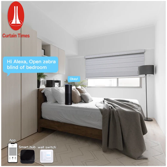 Luxury automatic roller blinds zebra battery control motorised rainbow shades curtain dual shades zebra