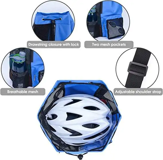 Wholesale Mesh Drawstring Backpack with Wet Pouch For Beach Swimming Gym Bags Nylon Sport Storage Bagpack Draw String Bags
