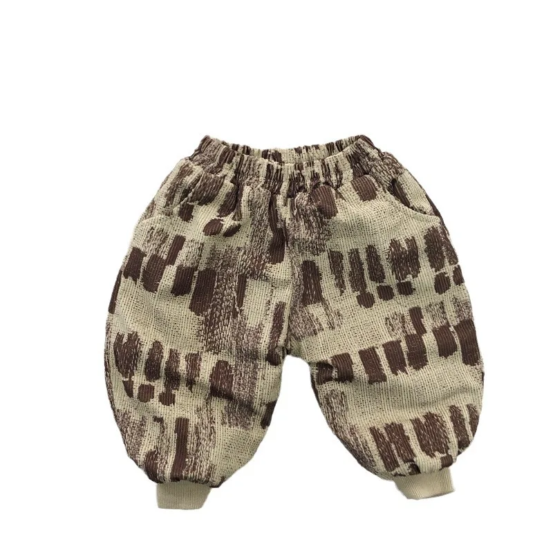 Wholesale 2023 Winter Thick Printed Corduroy Pants for Toddlers Boys