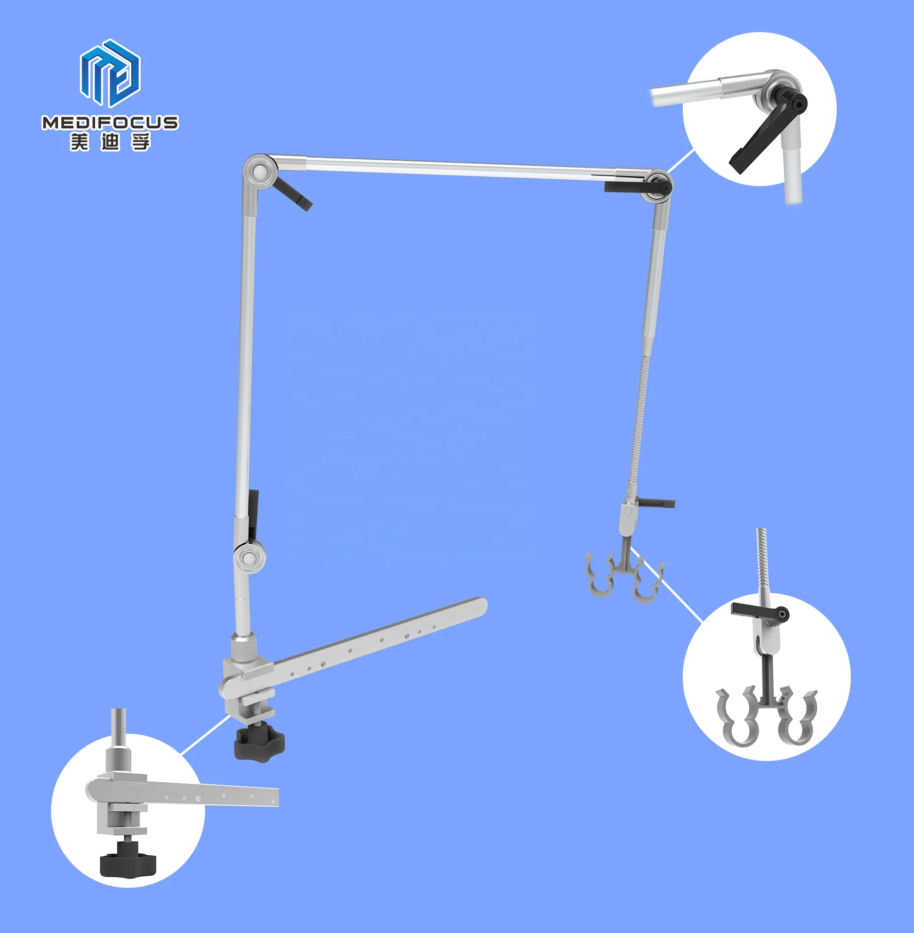 Cost effective medical respiratory machine breathing circuit hanger support arm holder SA-01