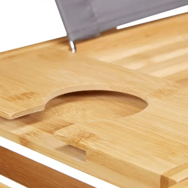 Expandable Bamboo Bath Tray Organizer with Book and Wine Glass Holder Cell Phone Slot for Spa Bathroom Shower Bathtub Caddy Tray