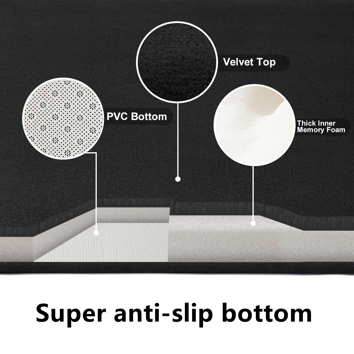 50x60cm Large Size U-Shape Moden Super Absorbent Non-Slip Polyester Bathroom Mat Quick-Drying Toilet Bath Solid Mat