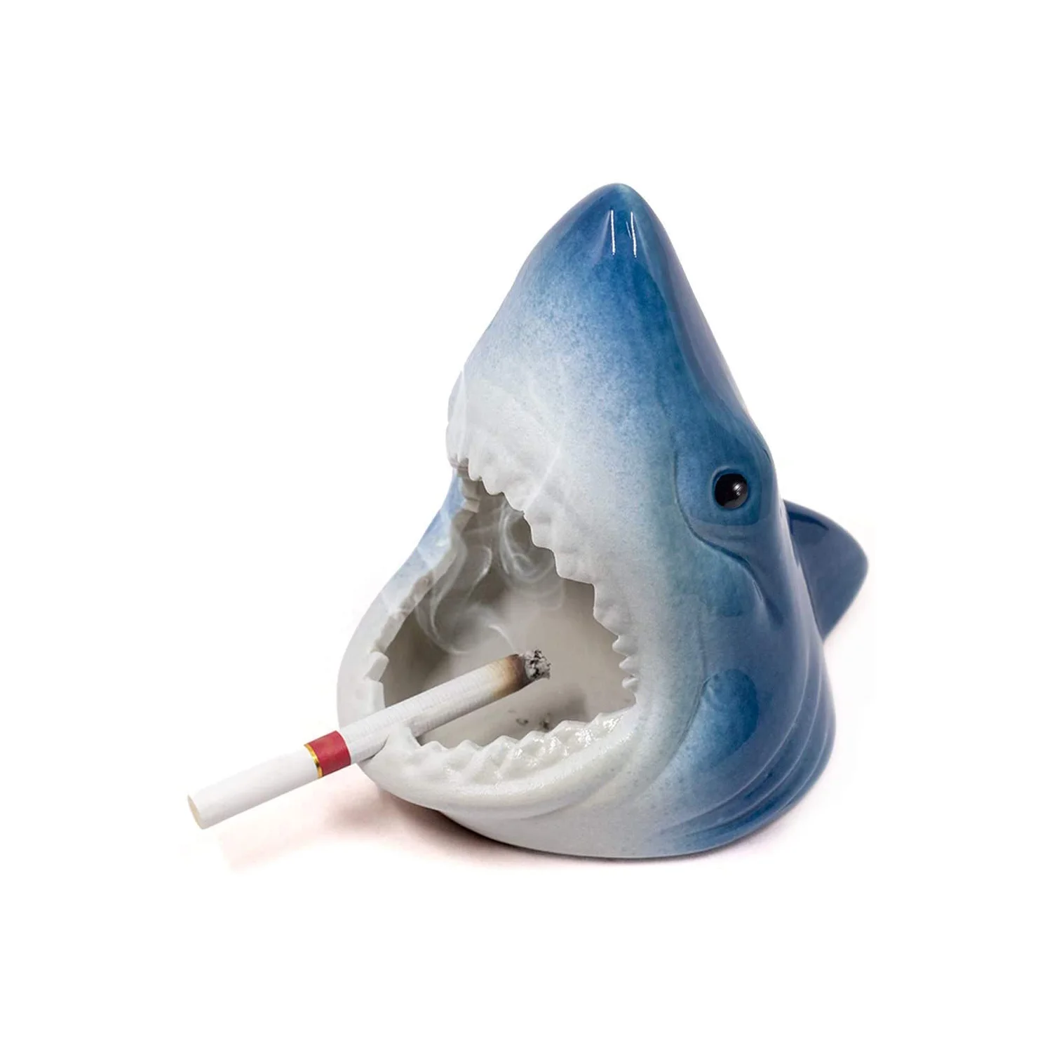 Indoor outdoor Windproof Large  Fancy Shark Ceramic Ashtrays for Cigarettes Decorative Ash Tray for Home Office Decoration