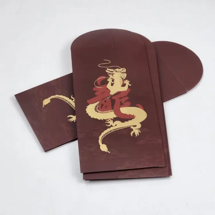 Biodegradable Custom Logo Dark Red Chinese New Year Red Envelope 2023 Dragon any of the twelve animals Red Packet