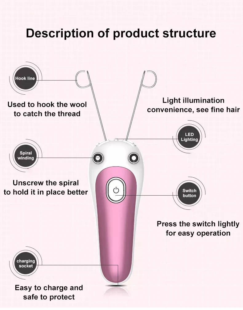 Female face remover face extractor Professional Electric Facial Hair Remover Beauty Care Machine Cotton Thread Epilator