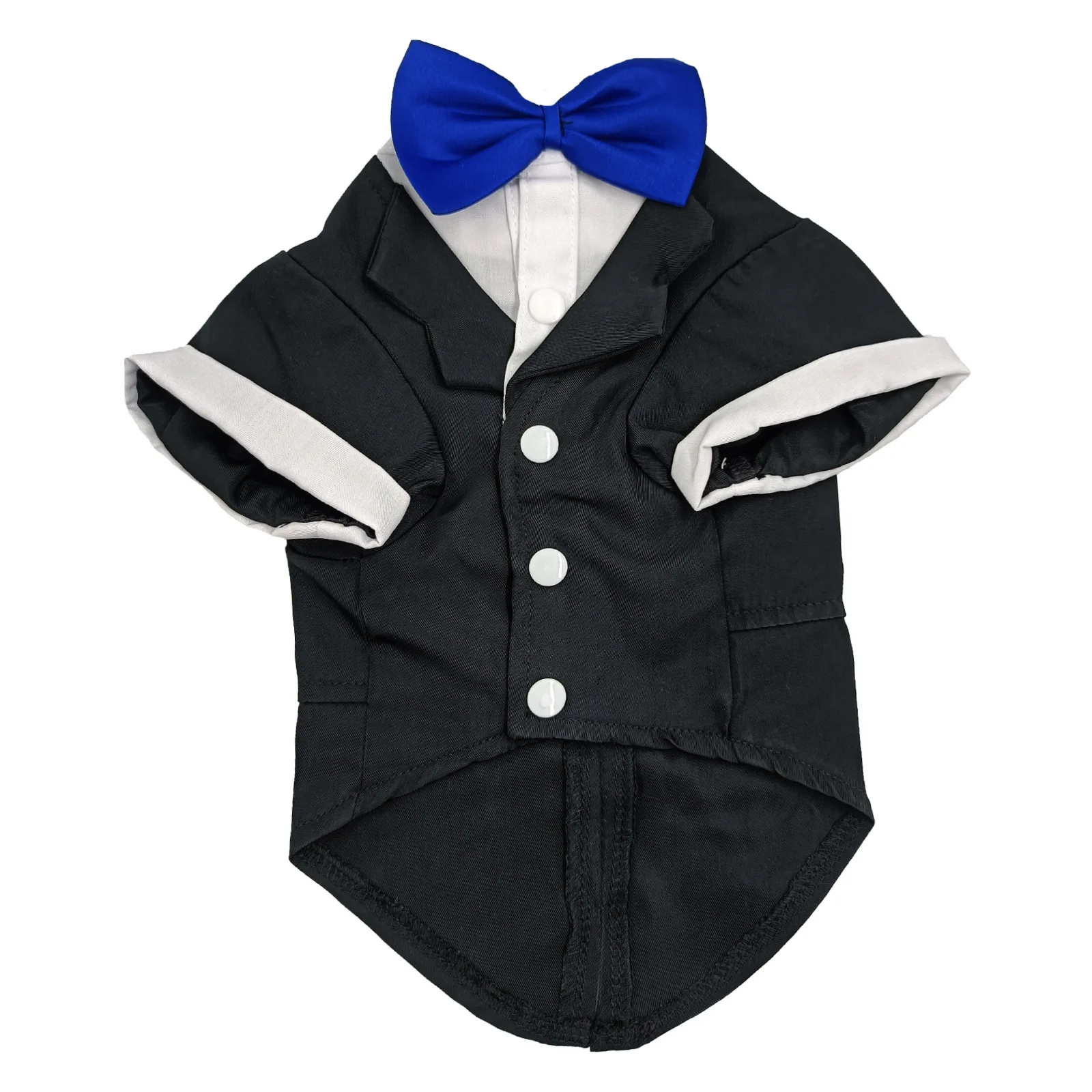 YOELLEN Wholesale luxury fashion wedding party black white suit soft winter pet bow tie set outfits T shirt apparel dog clothes