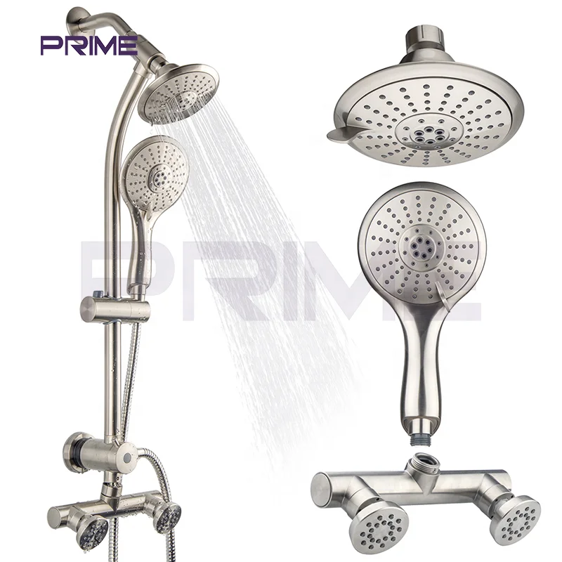 Manufacture Classic Movable Support Handheld Shower Rain Bathroom Luxury Shower Set with Slide Bar 304