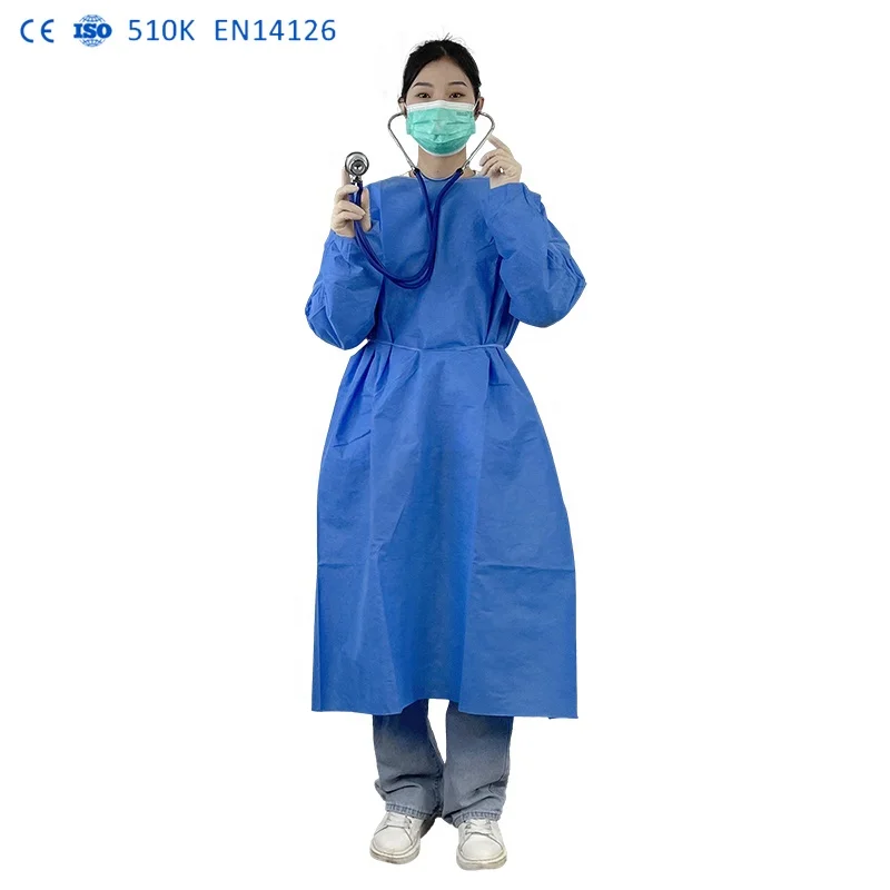 Factory Stock ASTM F1671 disposable lab coat waterproof 510k waterproof level 3 gown Waterproof Blood-Proof for Inpatient Wards