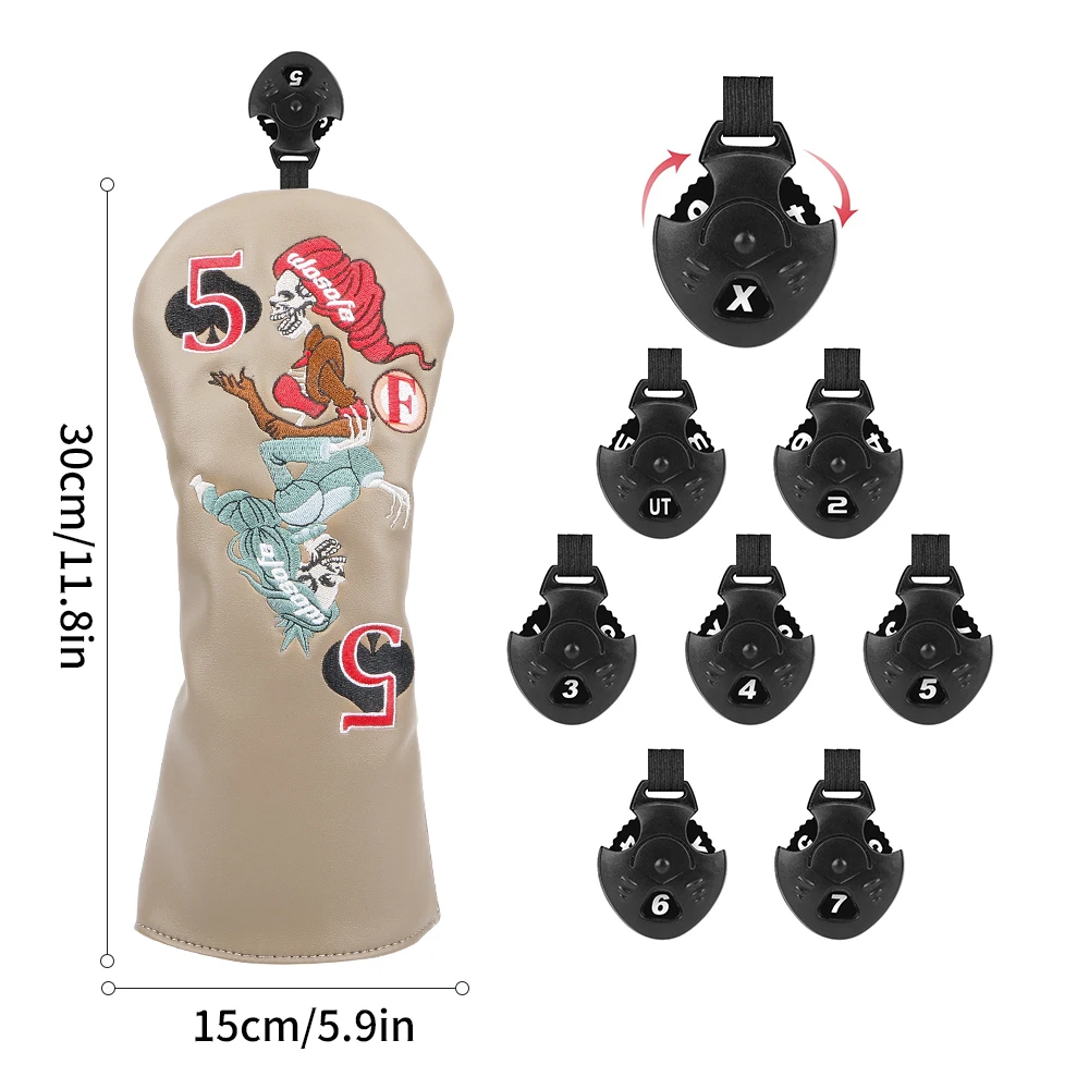 Factory Price PU Leather Embroidery Headcover Golf Wood Headcover Golf Driver Headcover