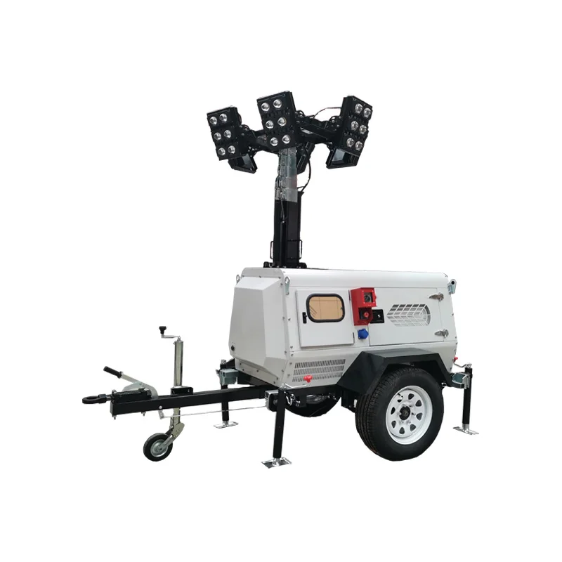 6x300w LED 9m High Mast Diesel Outdoor Mobile light tower hydraulic lifting