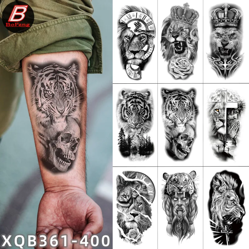 Tiger Lion Animal Pattern Arm Temporary Tattoo Sticker Waterproof Body 3d Tattoo Sticker