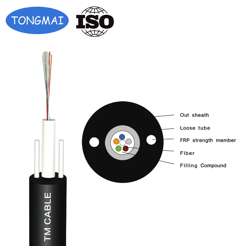 2-12 Core Outdoor FTTH Drop Cable  GYFXTY  Central Loose Tube FRP Strengthen