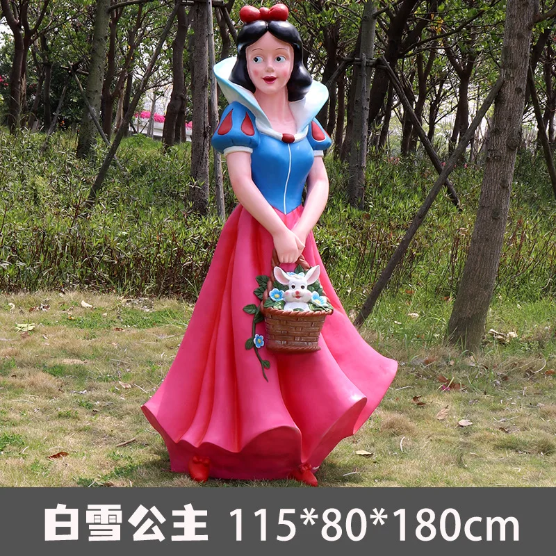 Human life size outdoor cartoon fiberglass snow white princess and seven dwarfs fairy tale resin mini gnome statue sculpture